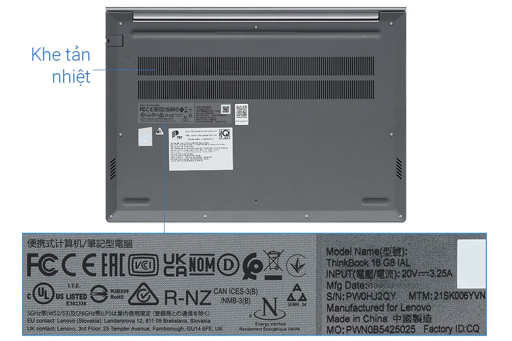 Laptop Lenovo ThinkBook 16 - 21SK006YVN (Ultra 7 255H, 32GB, 1TB, WUXGA, Win11) Màu Xám