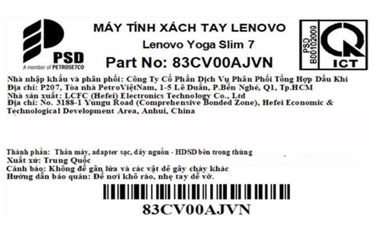 Laptop Lenovo Yoga Slim 7 OLED 14IMH9 - 83CV00AJVN (Ultra 7 155H, 32GB, 1TB, WUXGA OLED, OfficeHS+365, Win11) Màu Xám