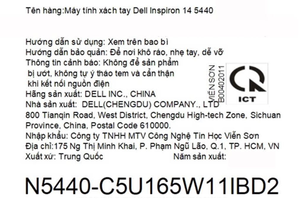 Laptop Dell Inspiron 14 5440 - N5440-C5U165W11IBD2 (Core 5 120U, 16GB, 512GB, MX570A 2GB, 2.2K, OfficeHS, Win11) Màu Xanh Dương