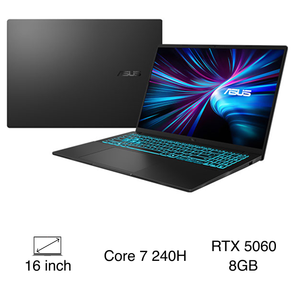Laptop Asus Gaming V16 V3607VM - RP044W (Core 7 240H, 16GB, 1TB, RTX 5060 8GB, WUXGA 144Hz, Win11)