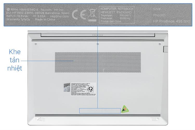 Laptop HP Probook 455 G10 - B8PG7AT (R5 7530U, 16GB, 512GB, Full HD, Win11) Màu Bạc