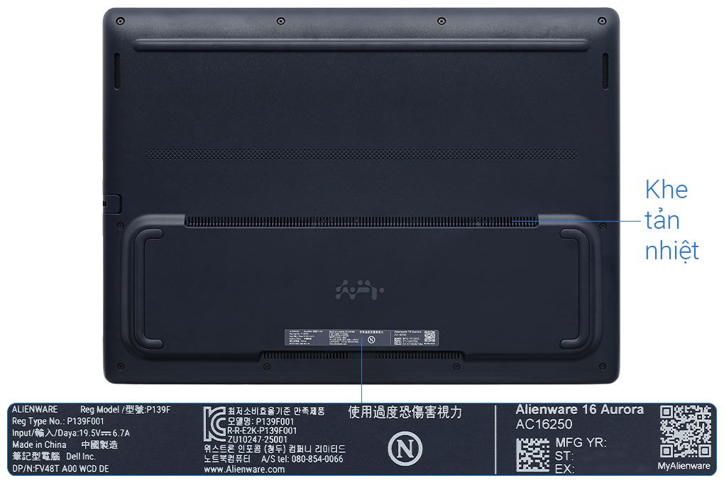 Laptop Dell Gaming Alienware 16 Aurora AC16250 - 71072939 (Core 5 210H, 16GB, 512GB, RTX 3050 6GB, WQXGA 120Hz, OfficeH24+365, Win11) Màu Xanh Dương