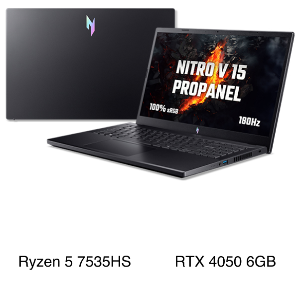 Laptop Acer Gaming Nitro V 15 ProPanel ANV15 41 R7CR - NH.QPESV.003 (R5 7535HS, 16GB, 512GB, RTX 4050 6GB, Full HD 180Hz, Win11)