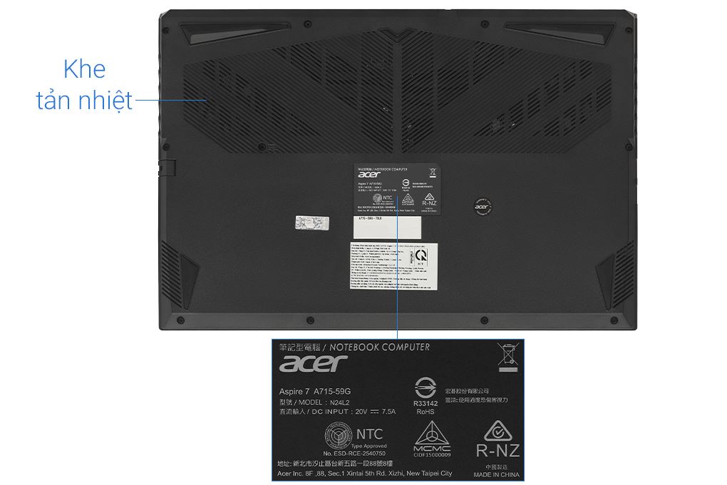 Laptop Acer Gaming Aspire 7 A715 59G 73LB - NH.QX6SV.002 (i7 12650H, 16GB, 512GB, RTX 3050 6GB, Full HD 144Hz, Win11) Màu Đen