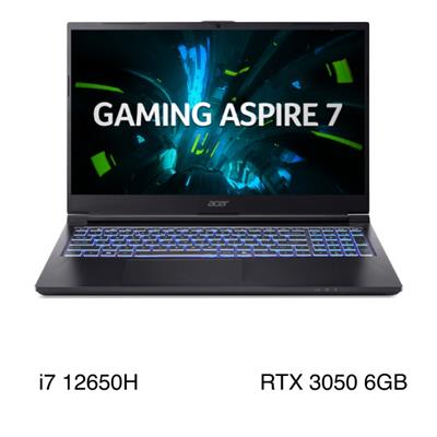 Laptop Acer Gaming Aspire 7 A715 59G 73LB - NH.QX6SV.002 (i7 12650H, 16GB, 512GB, RTX 3050 6GB, Full HD 144Hz, Win11)