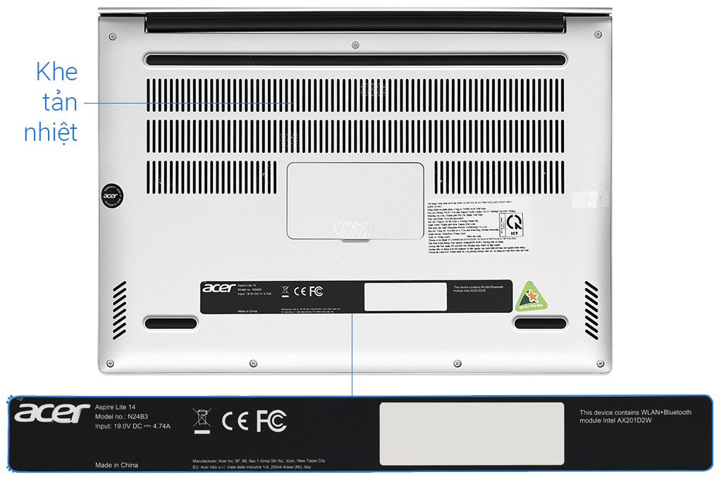 Laptop Acer Aspire Lite 14 AL14 71M 52GQ - NX.J4ASV.001 (i5 12500H, 16GB, 512GB, Full HD+, Win11) - 11