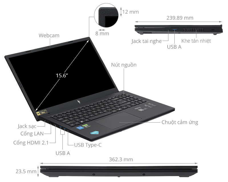 Acer Gaming Nitro V 15 ProPanel ANV15 52 72BM - NH.QZ9SV.004 (i7 13620H, 16GB, 512GB, RTX5050 8GB, Full HD 180Hz, Win11)