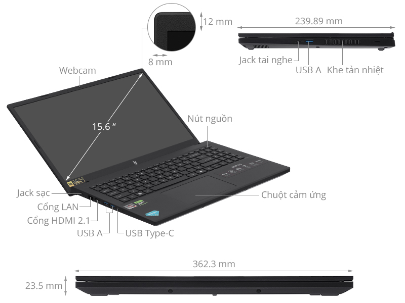 Acer Gaming Nitro V 15 ProPanel ANV15 41 R9M1 - NH.QPFSV.004 (R5 7535HS, 16GB, 512GB, RTX3050 6GB, Full HD 180Hz, Win11)