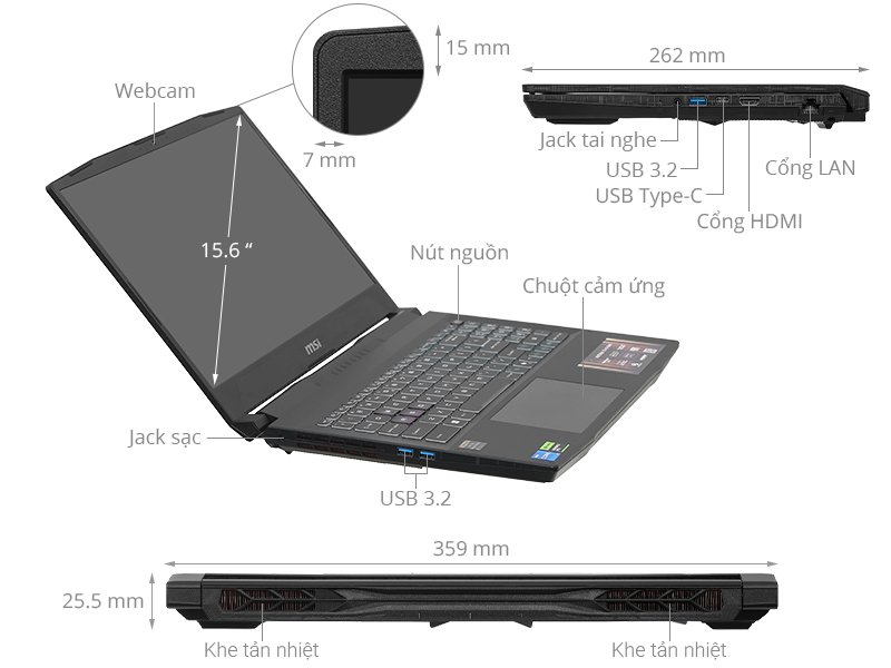 MSI Gaming Katana 15 HX B14WEK - 286VN (i5 14450HX, 16GB, 512GB, RTX5050 8GB, QHD 165Hz, Win11)