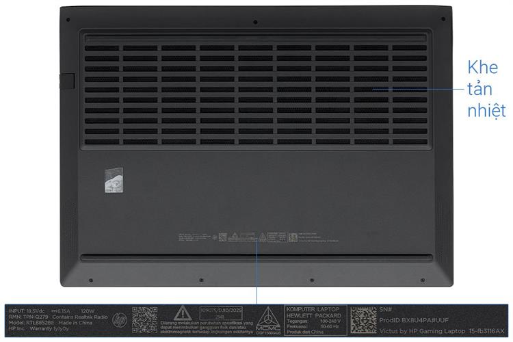 Laptop HP Gaming VICTUS 15 fb3116AX - BX8U4PA (R7 7445HS, 16GB, 512GB, RTX3050 6GB, Full HD 144Hz, Win11) Màu Đen