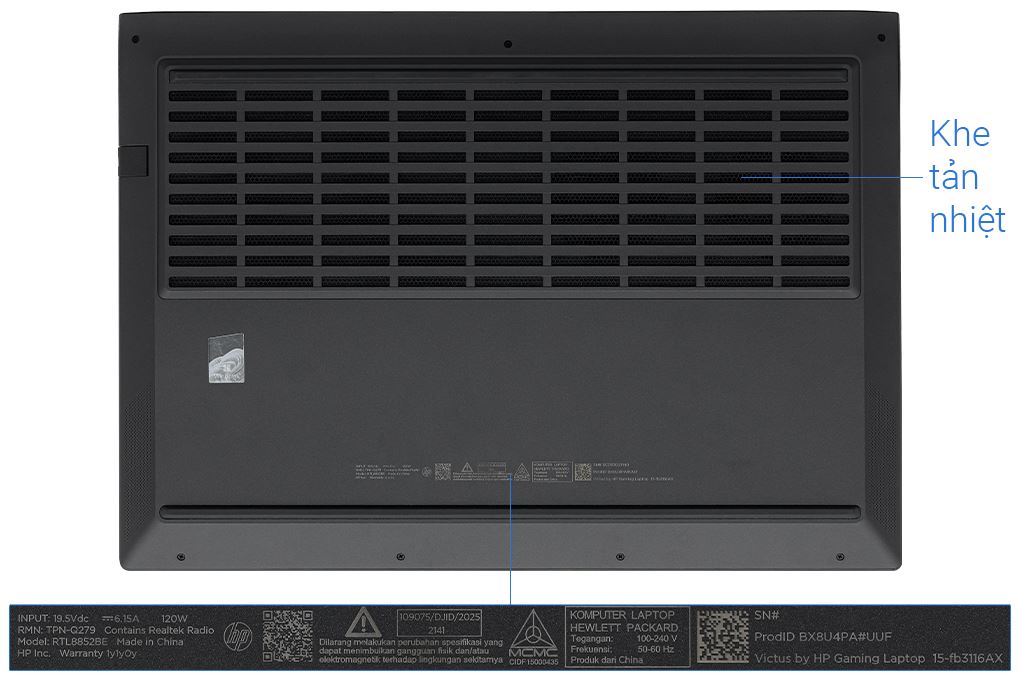 Laptop HP Gaming VICTUS 15 fb3116AX - BX8U4PA (R7 7445HS, 16GB, 512GB, RTX3050 6GB, Full HD 144Hz, Win11) Màu Đen