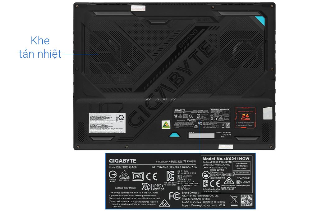 Laptop GIGABYTE Gaming A16 GA6H - GAMING-A16-CTHH3VN893SH (i5 13420H, 16GB, 512GB, RTX5050 8GB, WUXGA 165Hz, Win11) Màu Xám