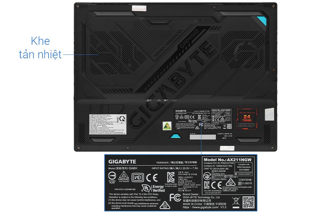 Laptop GIGABYTE Gaming A16 GA6H - GAMING-A16-CVHI3VN893SH (i7 13620H, 16GB, 512GB, RTX5060 8GB, WUXGA 165Hz, Win11) - 12