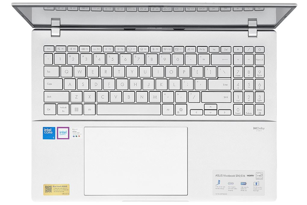 Laptop Asus Vivobook S16 S3607VA - RP155WS (Core 5 210H, 16GB, 512GB, WUXGA 144Hz, OfficeH24+365, Win11) Màu Bạc