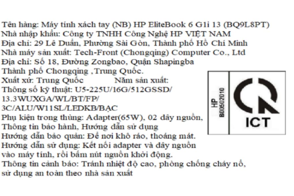 Laptop HP EliteBook 6 G1i 13 - BQ9L8PT (Ultra 5 225U, 16GB, 512GB, WUXGA, Win11) Màu Bạc