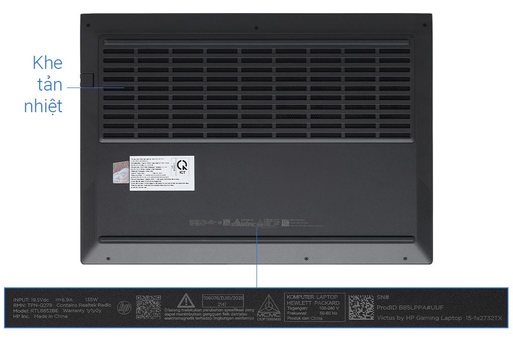 Laptop HP Gaming VICTUS 15 fa2732TX - B85LPPA (i5 13420H, 16GB, 512GB, RTX 4050 6GB, Full HD 144Hz, Win11) Màu Đen