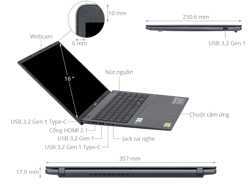 Asus Vivobook S16 S3607CA - SH082WS (Ultra 5 225H, 16GB, 512GB, Full HD OLED, OfficeH24+365, Win11)