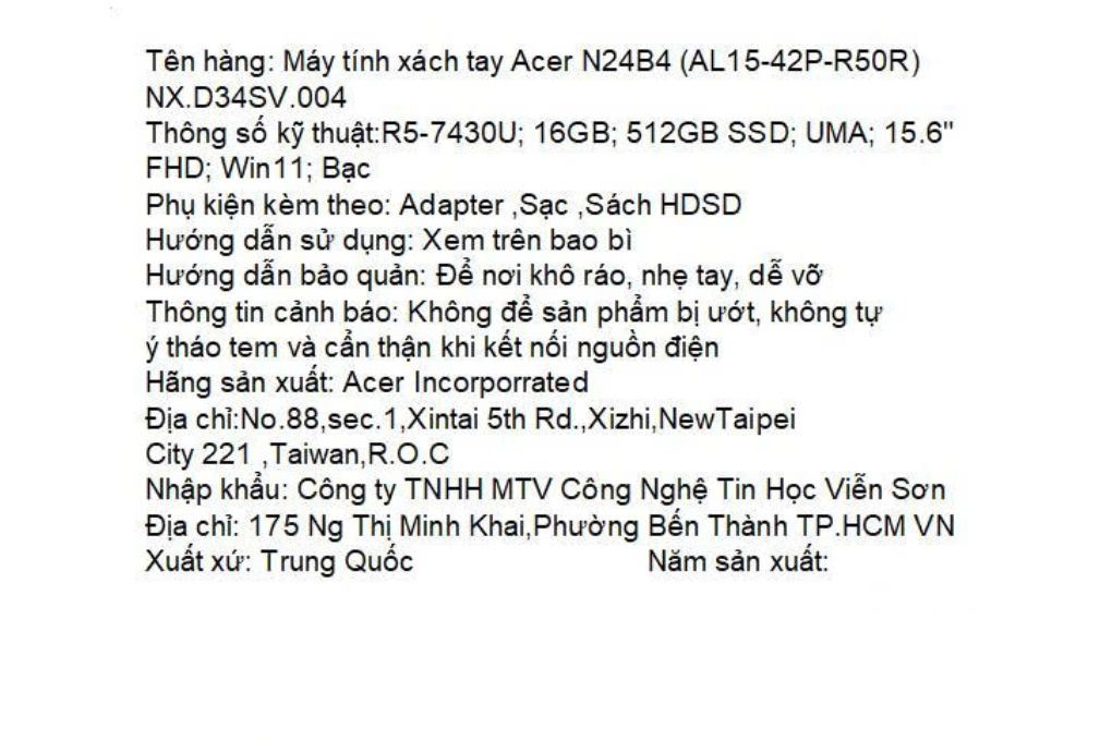 Laptop Acer Aspire Lite 15 AL15 42P R50R - NX.D34SV.004 (R5 7430U, 16GB, 512GB, Full HD, Win11) - 17