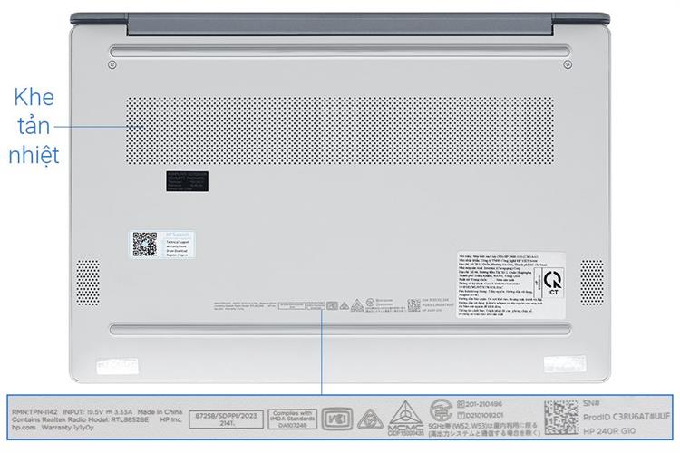 Laptop HP 240R G10 - C3RU6AT (Core 3 100U, 8GB, 512GB, Full HD, Win11) Màu Bạc