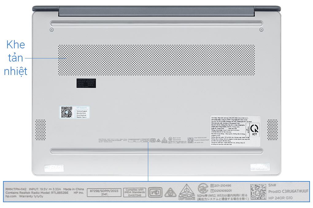 Laptop HP 240R G10 - C3RU6AT (Core 3 100U, 8GB, 512GB, Full HD, Win11) Màu Bạc