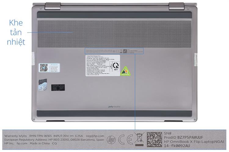 Laptop HP OmniBook X Flip 14 fk0092AU - BZ7P5PA (R5 AI 340, 16GB, 512GB, WUXGA, Cảm ứng, OfficeH24, Win11) Màu Bạc