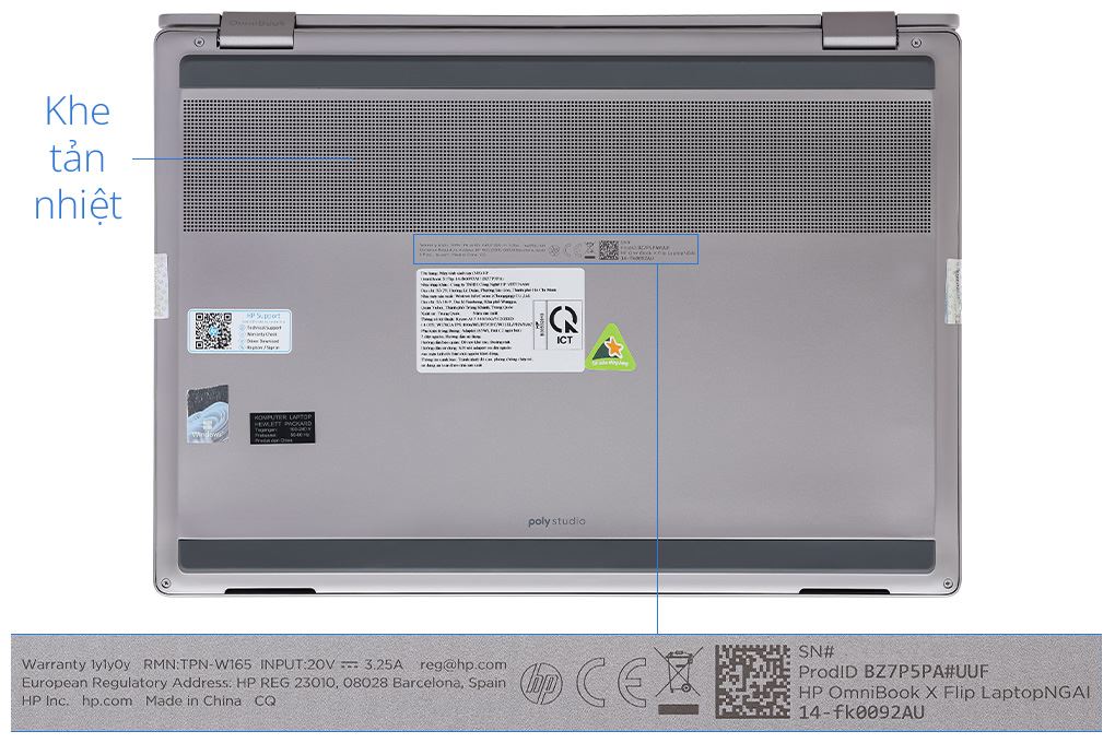 Laptop HP OmniBook X Flip 14 fk0092AU - BZ7P5PA (R5 AI 340, 16GB, 512GB, WUXGA, Cảm ứng, OfficeH24, Win11) Màu Bạc