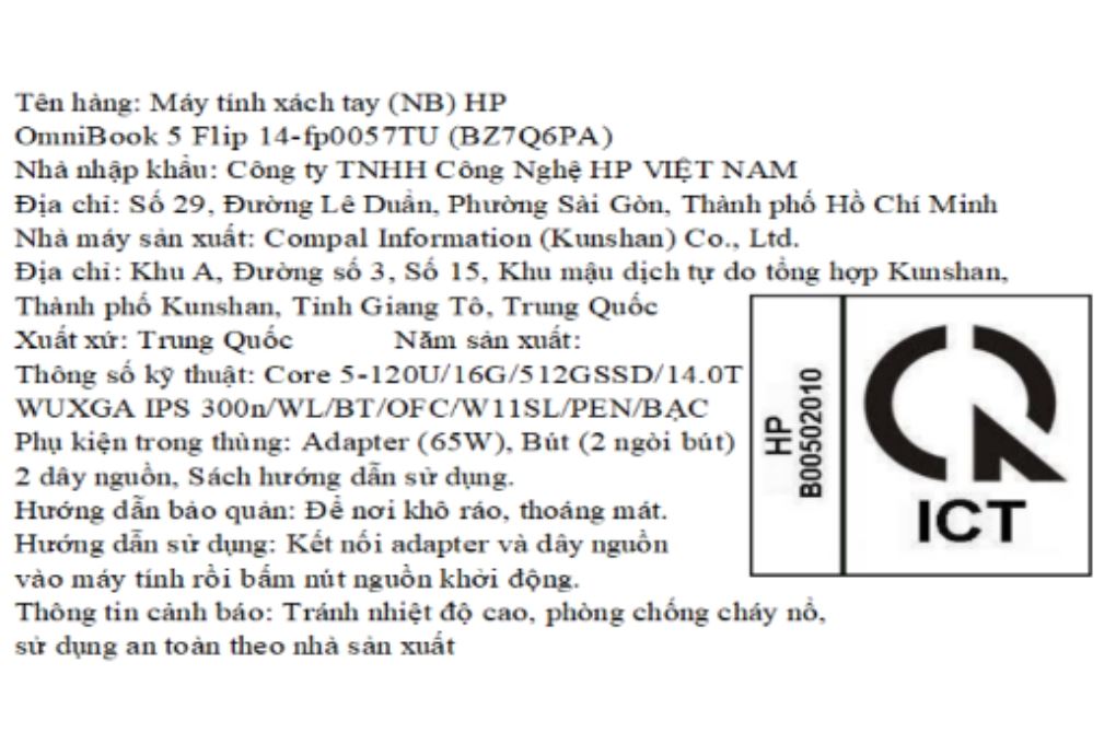 Laptop HP OmniBook 5 Flip 14 fp0057TU - BZ7Q6PA (Core 5 120U, 16GB, 512GB, WUXGA, Cảm ứng, OfficeH24, Win11) Màu Bạc