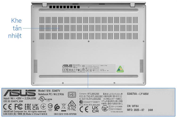 Laptop Asus Vivobook S14 S3407VA - LY146W (Core 5 210H, 16GB, 512GB, WUXGA, Win11) Màu Bạc