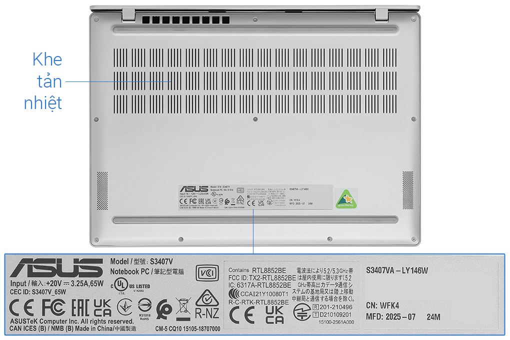 Laptop Asus Vivobook S14 S3407VA - LY146W (Core 5 210H, 16GB, 512GB, WUXGA, Win11) Màu Bạc