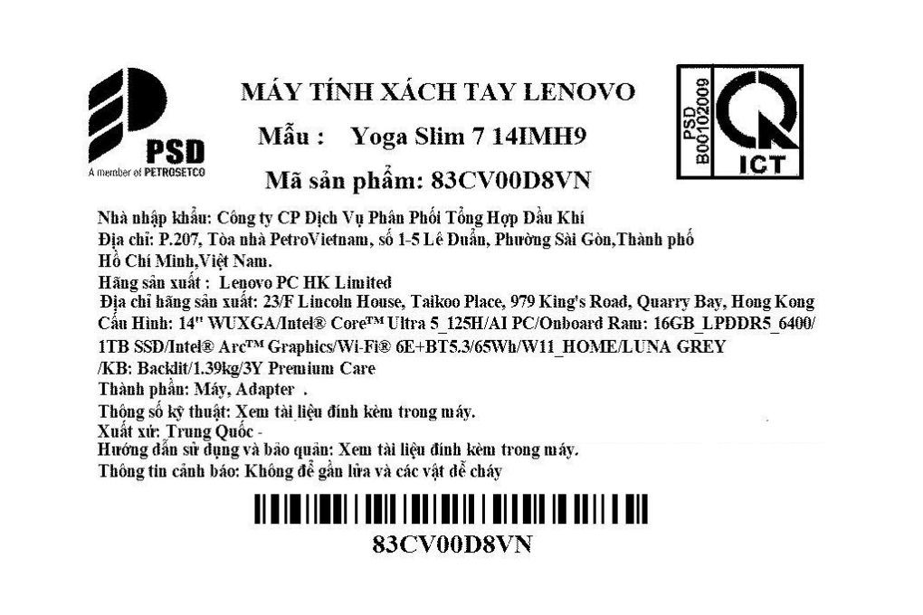 Laptop Lenovo Yoga Slim 7 OLED 14IMH9 - 83CV00D8VN (Ultra 5 125H, 16GB, 1TB, WUXGA OLED, OfficeH24+365, Win11) - 15