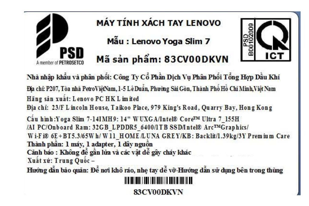 Laptop Lenovo Yoga Slim 7 OLED 14IMH9 - 83CV00DKVN (Ultra 7 155H, 32GB, 1TB, WUXGA OLED, OfficeH24+365, Win11) - 15