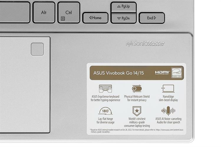 Laptop Asus Vivobook Go E1404FA - EB482W (R5 7520U, 16GB, 512GB, Full HD, Win11) Màu Bạc
