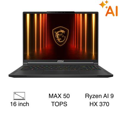 Laptop MSI Gaming Stealth A16 AI+ A3XWFG - 018VN (R9 AI HX 370, 32GB, 1TB, RTX 5060 8GB, QHD+ OLED, 240Hz, Win11)
