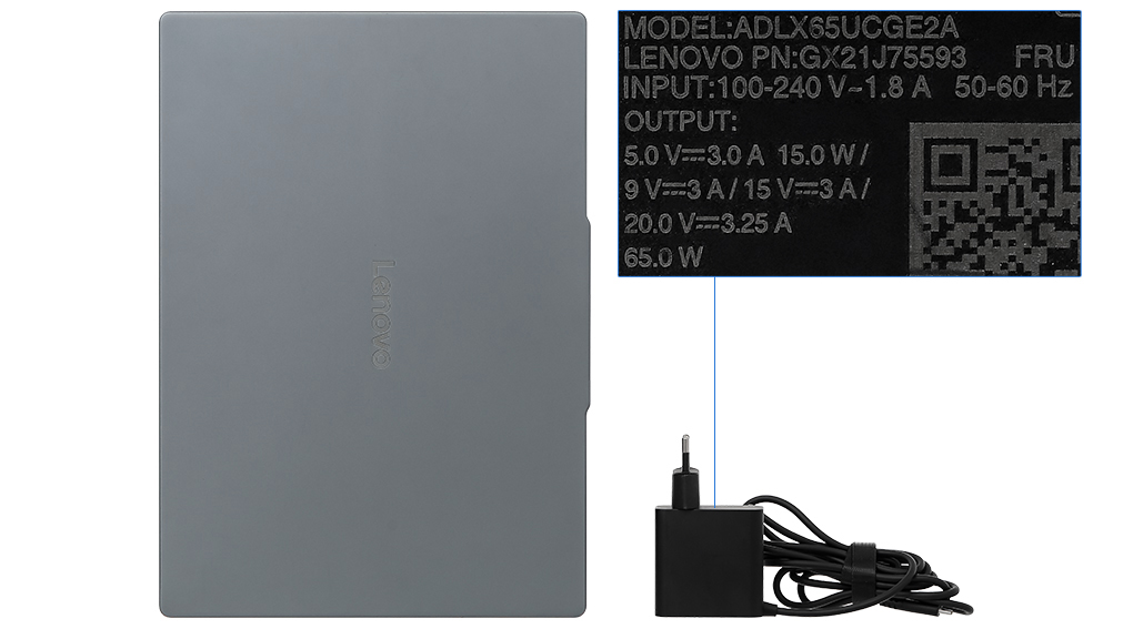 Bộ sản phẩm gồm: Sạc Laptop Lenovo ( 65W ), Thùng máy, Sách hướng dẫn