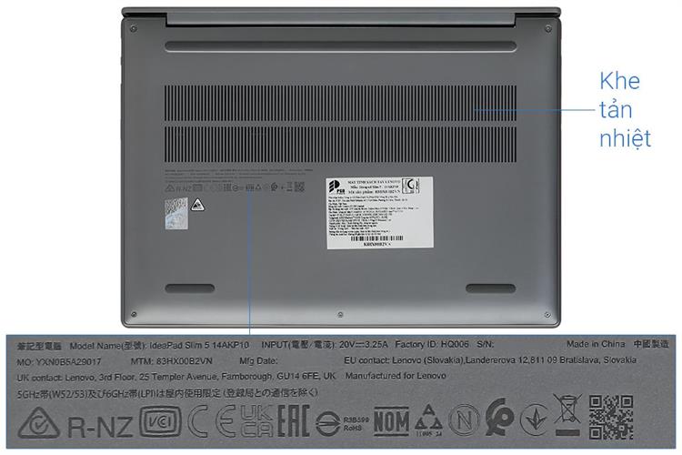 Laptop Lenovo Ideapad Slim 5 OLED 14AKP10 - 83HX00B2VN (R5 330, 16GB, 1TB, WUXGA, Win11) Màu Xám