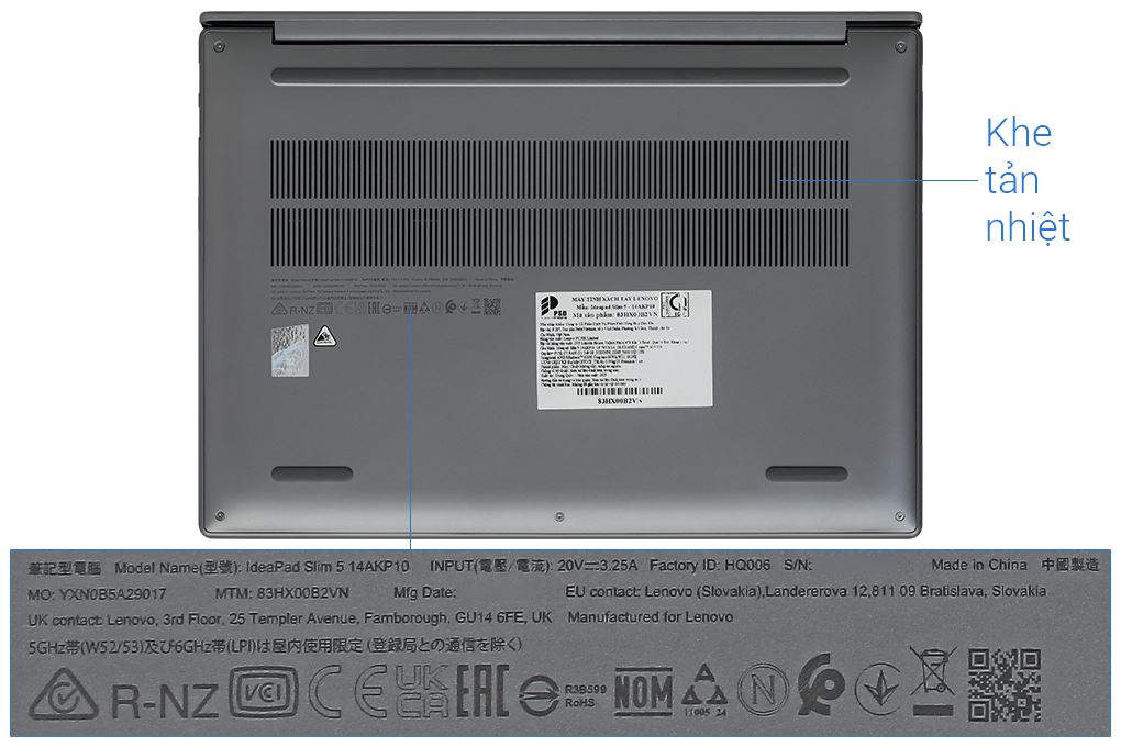 Laptop Lenovo Ideapad Slim 5 OLED 14AKP10 - 83HX00B2VN (R5 330, 16GB, 1TB, WUXGA, Win11) Màu Xám