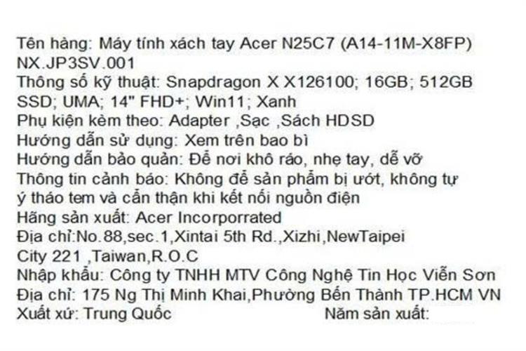 Laptop Acer Aspire 14 AI A14 11M X8FP - NX.JP3SV.001 (X1 26100, 16GB, 512GB, Full HD+ 120Hz, Win11) Màu Xanh