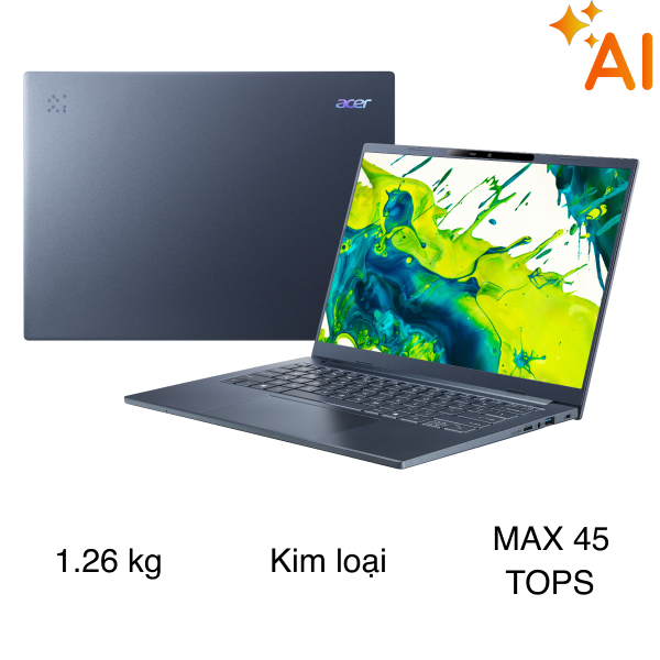 Laptop Acer Aspire 14 AI A14 11M X8FP - NX.JP3SV.001 (X1 26100, 16GB, 512GB, Full HD  120Hz, Win11)