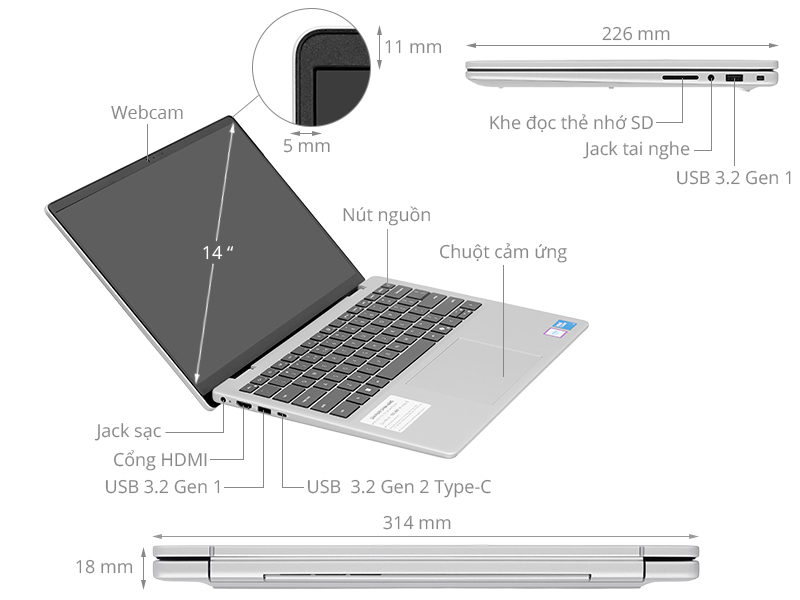 Dell 14 DC14250 - DC4C5386W (Core 5 120U, 16GB, 512GB, Full HD+, OfficeH24+365, Win11)
