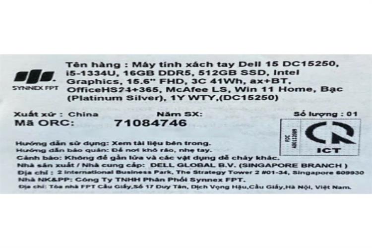 Laptop Dell 15 DC15250 - 71084746 (i5 1334U, 16GB, 512GB, Full HD 120Hz, OfficeHS24+365, Win11) Màu Bạc