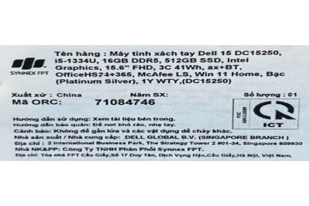 Laptop Dell 15 DC15250 - 71084746 (i5 1334U, 16GB, 512GB, Full HD 120Hz, OfficeHS24+365, Win11) Màu Bạc