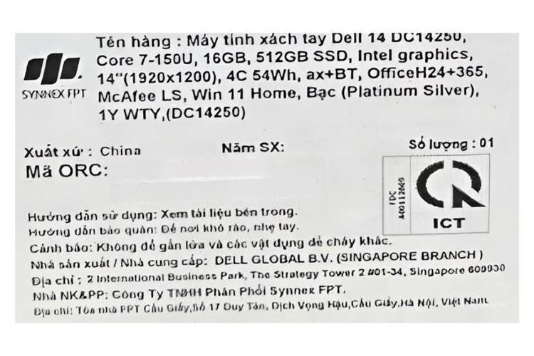 Laptop Dell 14 DC14250 - 71083580 (Core 7 150U, 16GB, 512GB, Full HD+ 120Hz, OfficeH24+365, Win11) Màu Bạc