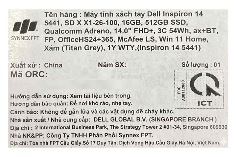 Laptop Dell Inspiron 14 5441 - 71069158 (X1 26 100, 16GB, 512GB, Full HD+, OfficeH24+365, Win11) Màu Xám