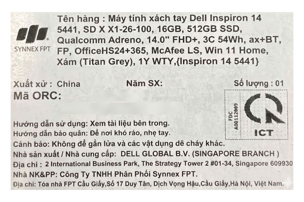 Laptop Dell Inspiron 14 5441 - 71069158 (X1 26 100, 16GB, 512GB, Full HD+, OfficeH24+365, Win11) Màu Xám