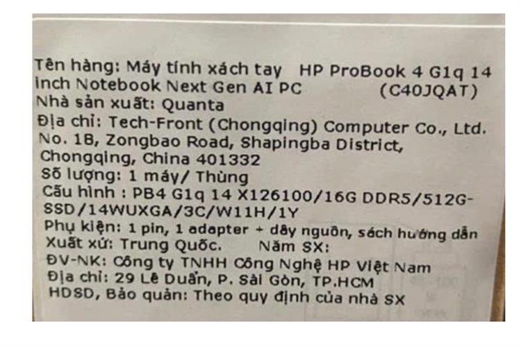 Laptop HP ProBook 4 G1q 14 - C40JQAT (X1 26 100, 16GB, 512GB, WUXGA, Win11) Màu Bạc
