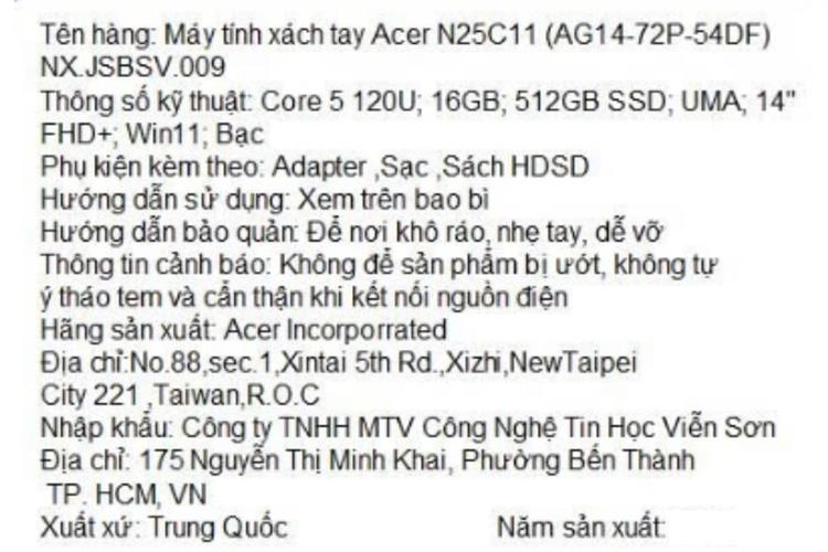 Laptop Acer Aspire Go 14 AG14-72P-54DF - NX.JSBSV.009 (Core 5 120U, 16GB, 512GB, Full HD+, Win11) Màu Bạc