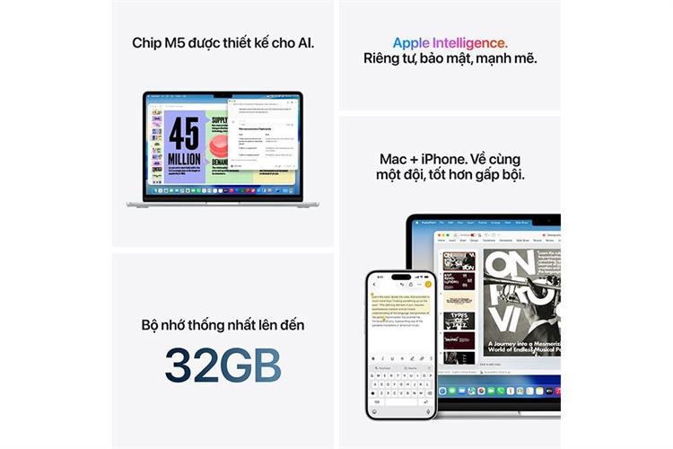 Laptop MacBook Air 13 inch M5 16GB/512GB/8GPU 30W Màu Xanh da trời nhạt