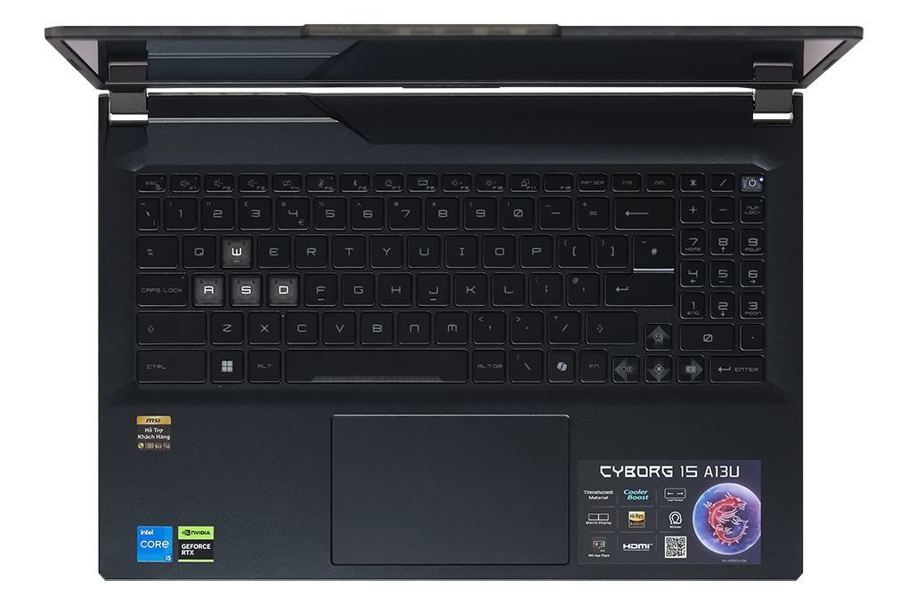 Laptop MSI Gaming Cyborg 15 A13UC - 2088VN (i5 13420H, 16GB, 512GB, RTX 3050 4GB, Full HD 144Hz, Win11) Màu Đen