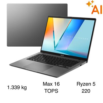 Laptop Asus Vivobook S14 M3407HA - SF480W (R5 220, 16GB, 512GB, WUXGA OLED, Win11)