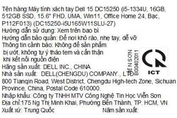 Laptop Dell 15 DC15250 - DC15250-i5U165W11SLU-27 (i5 1334U, 16GB, 512GB, Full HD 120Hz, OfficeHS24+365, Win11) Màu Bạc